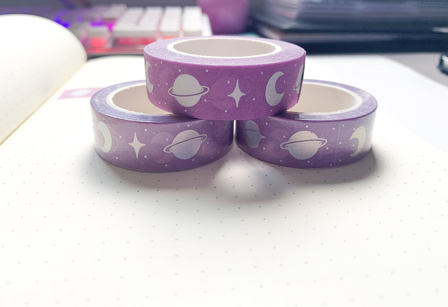 silver foil purple  washi tape