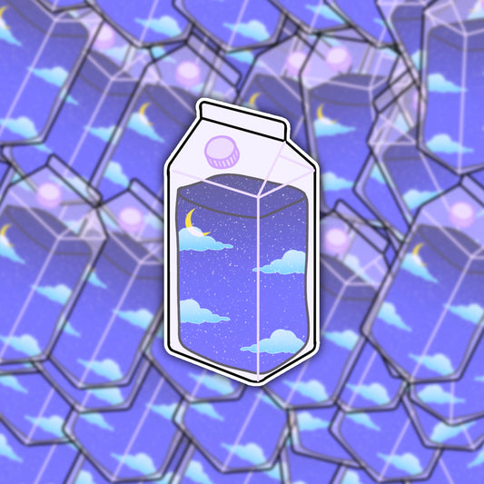 Aesthetic sky milk carton die-cut sticker