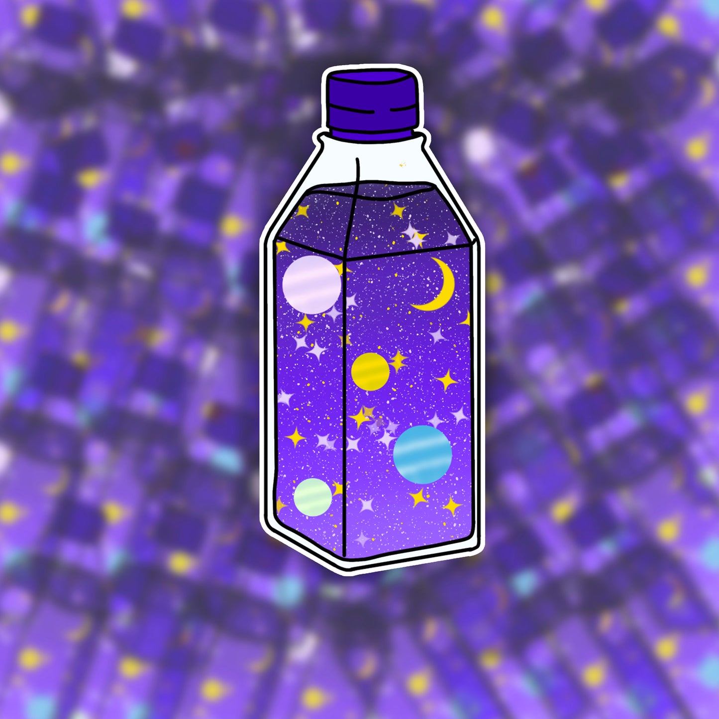 Aesthetic space milk carton die-cut sticker