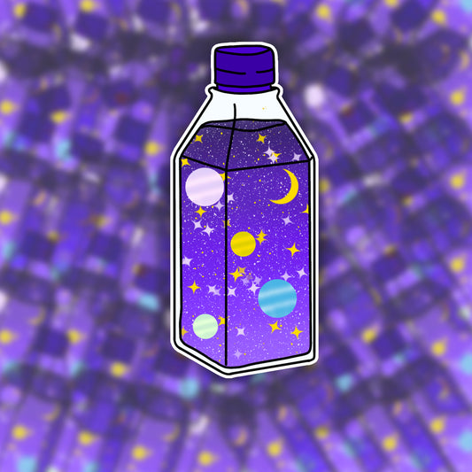 Aesthetic space milk carton die-cut sticker