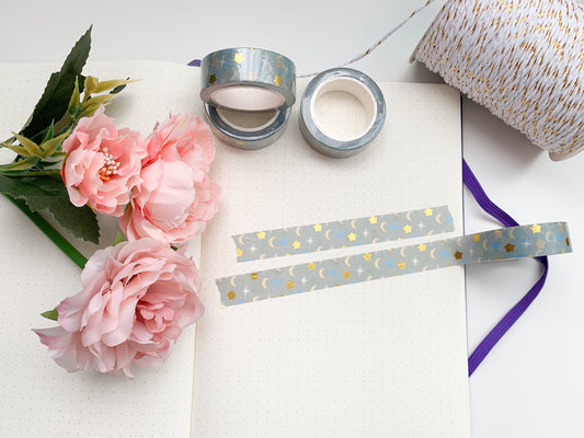 Gold foil moon and star washi tape