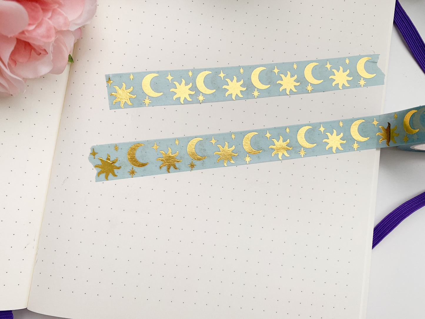 Gold foil moon and sun blue washi tape