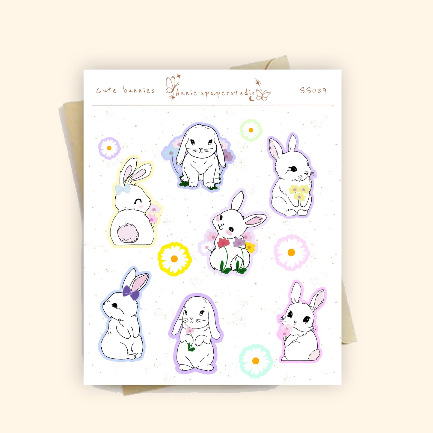 Cute bunnies sticker sheet