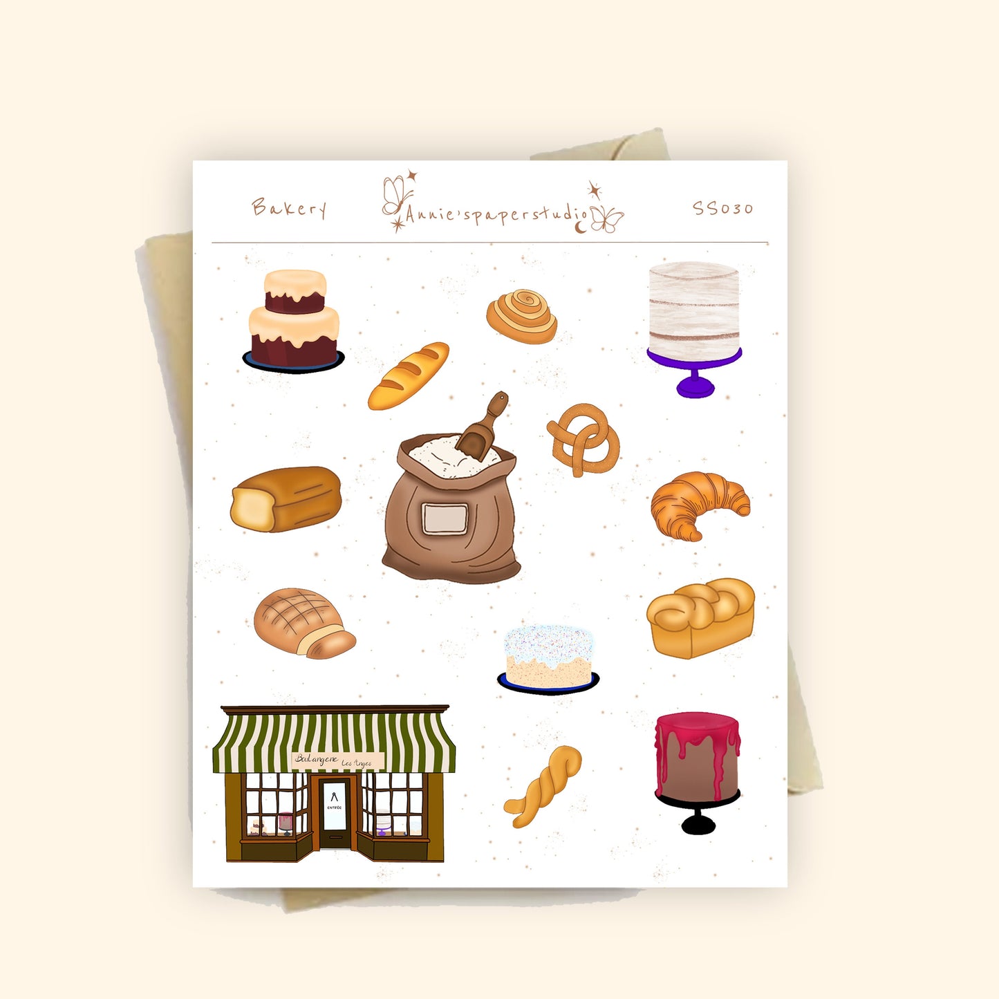 Bakery shop sticker sheet