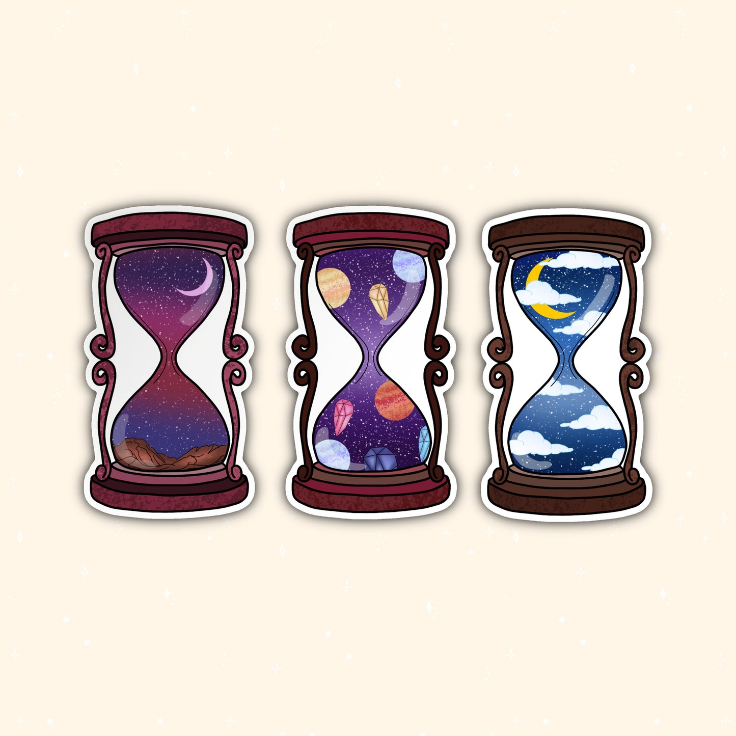 Aesthetic hourglass die-cut sticker