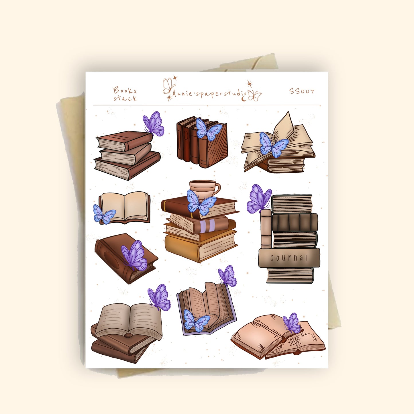 Books stacks sticker sheet