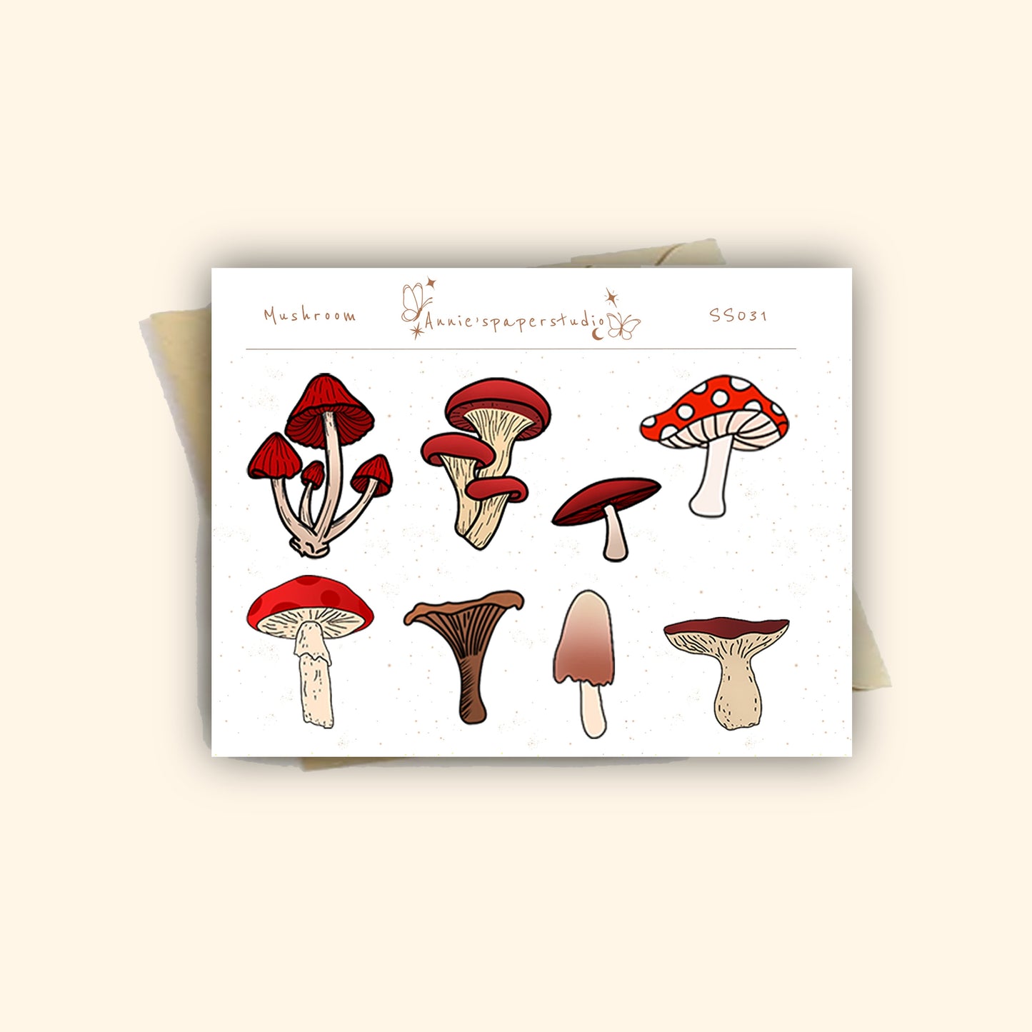 Mushrooms sticker sheet