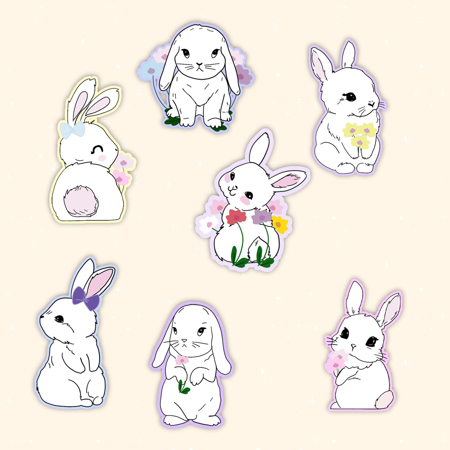 Cute bunnies die-cut stickers