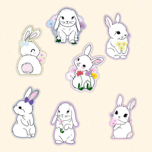 Cute bunnies die-cut stickers