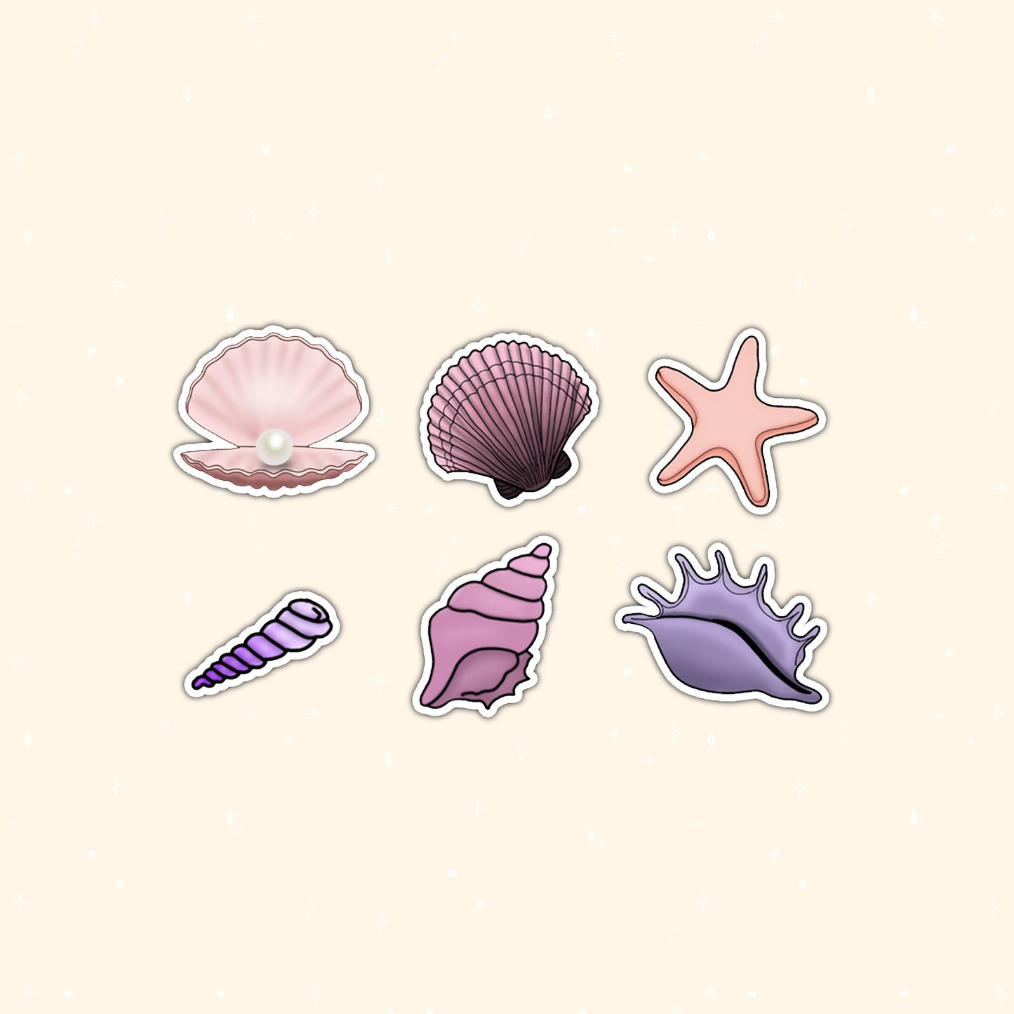 Seashells stickers pack