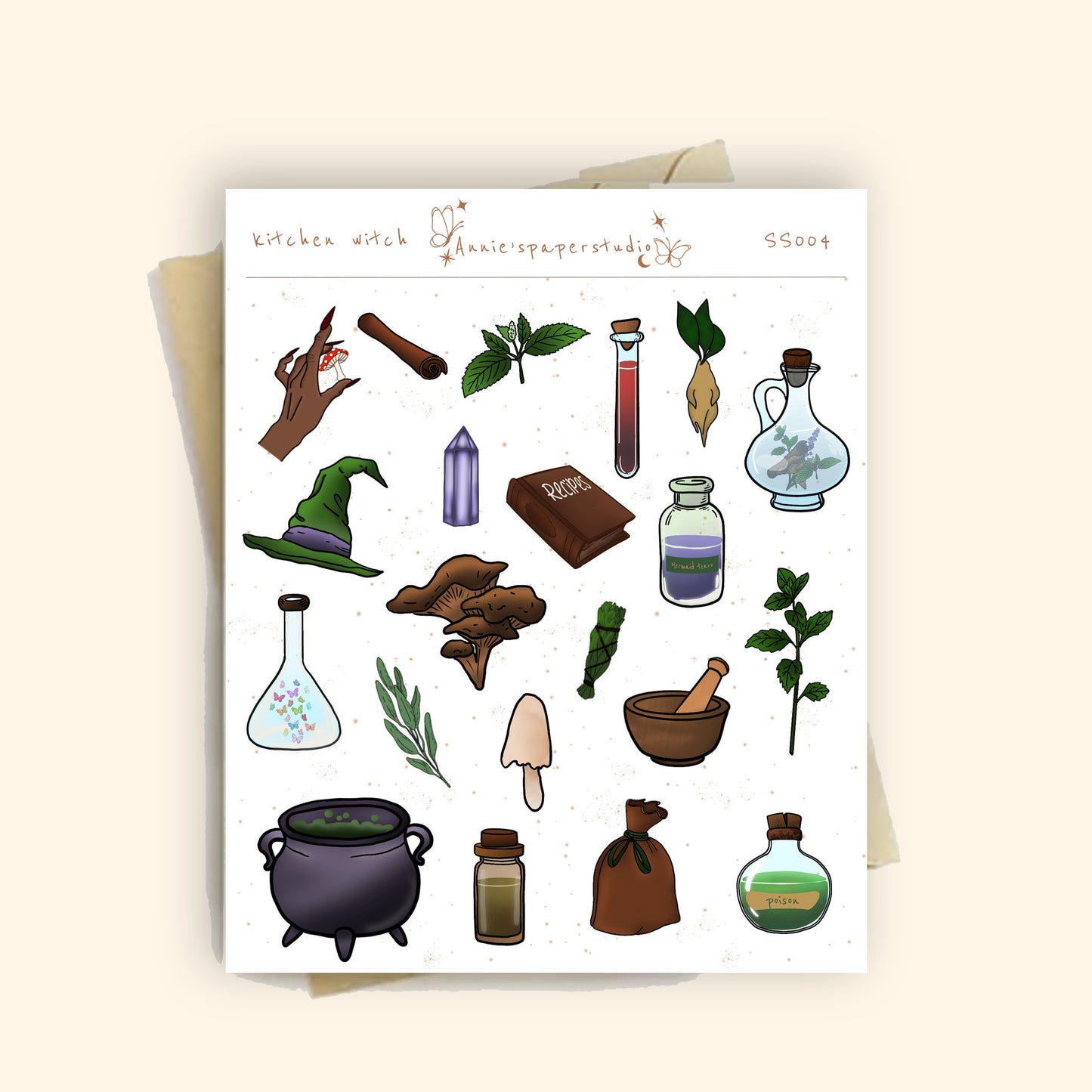 Kitchen witch sticker sheet