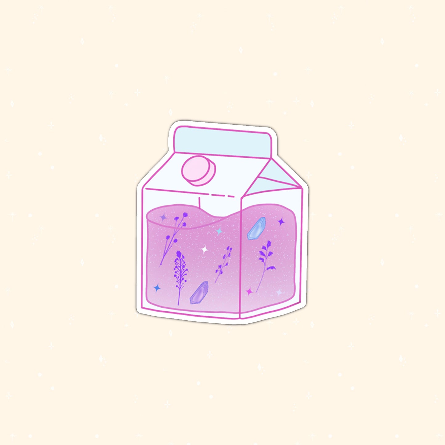 Aesthetic pink milk carton die-cut sticker