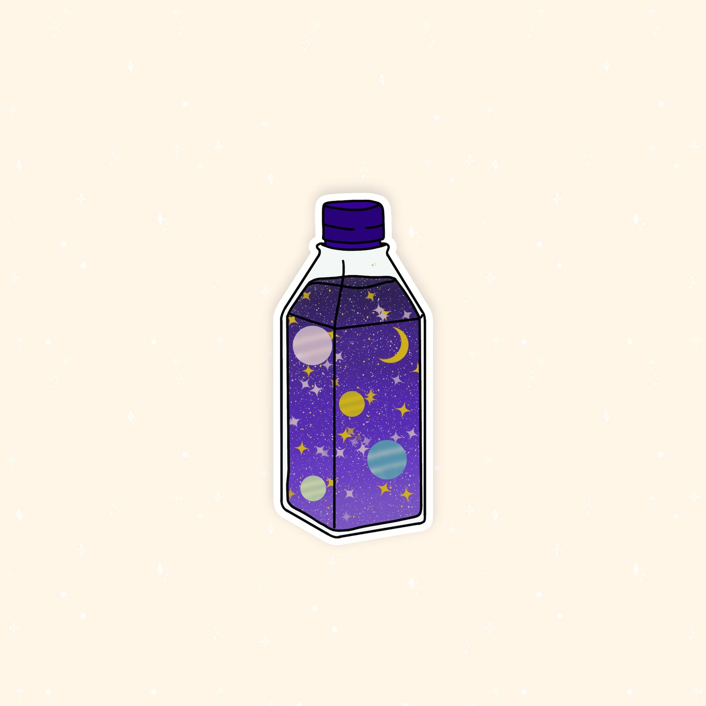 Aesthetic space milk carton die-cut sticker