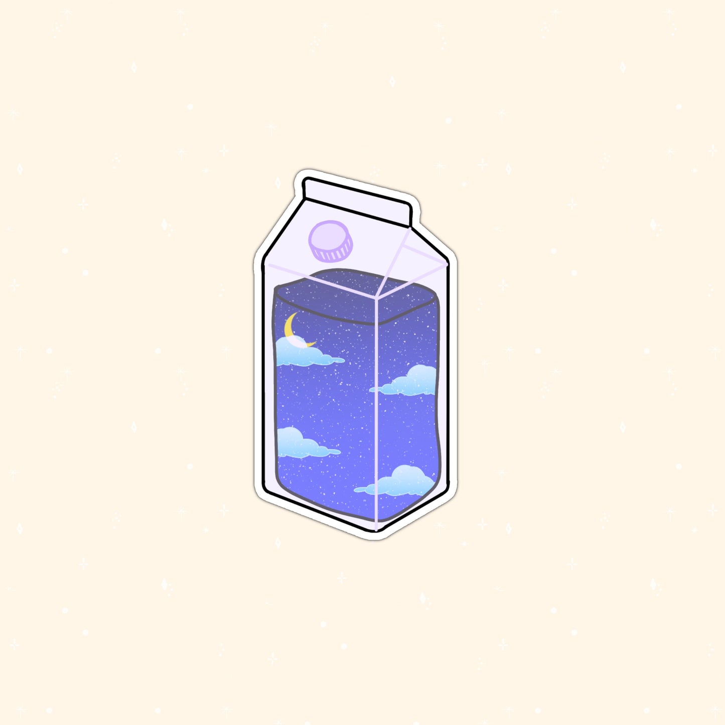 Aesthetic sky milk carton die-cut sticker