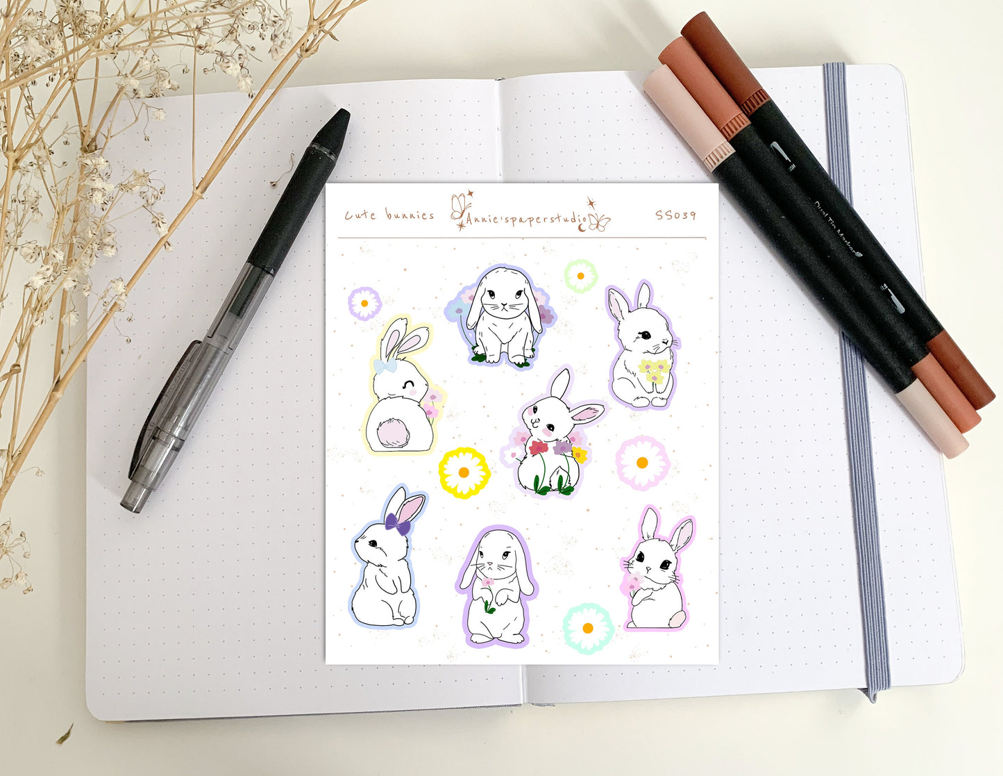 Cute bunnies sticker sheet