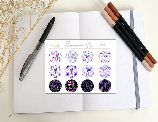 Lavender circle sticker sheet