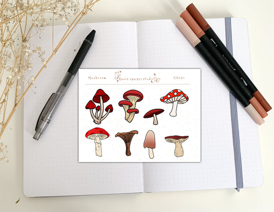 Mushrooms sticker sheet