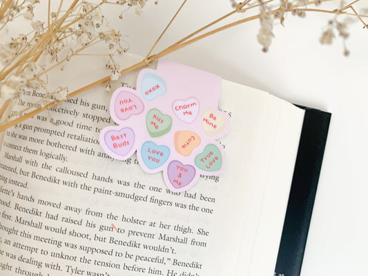 Conversation hearts magnetic bookmark | Book Lover | Bookmarks | Bookish Gifts |Valentines day|