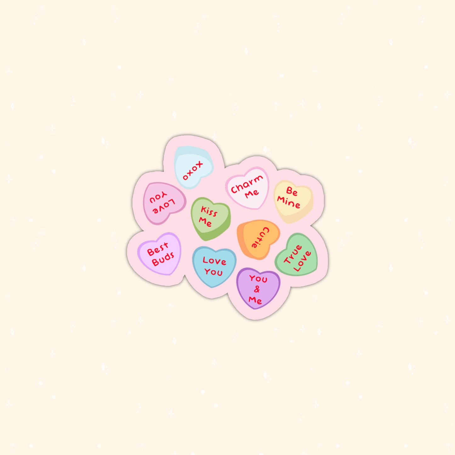 Conversation heart die-cut sticker, Bujo Stickers, Planner Stickers, Bullet Journaling Stickers