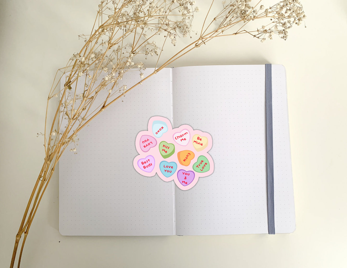 Conversation heart die-cut sticker, Bujo Stickers, Planner Stickers, Bullet Journaling Stickers