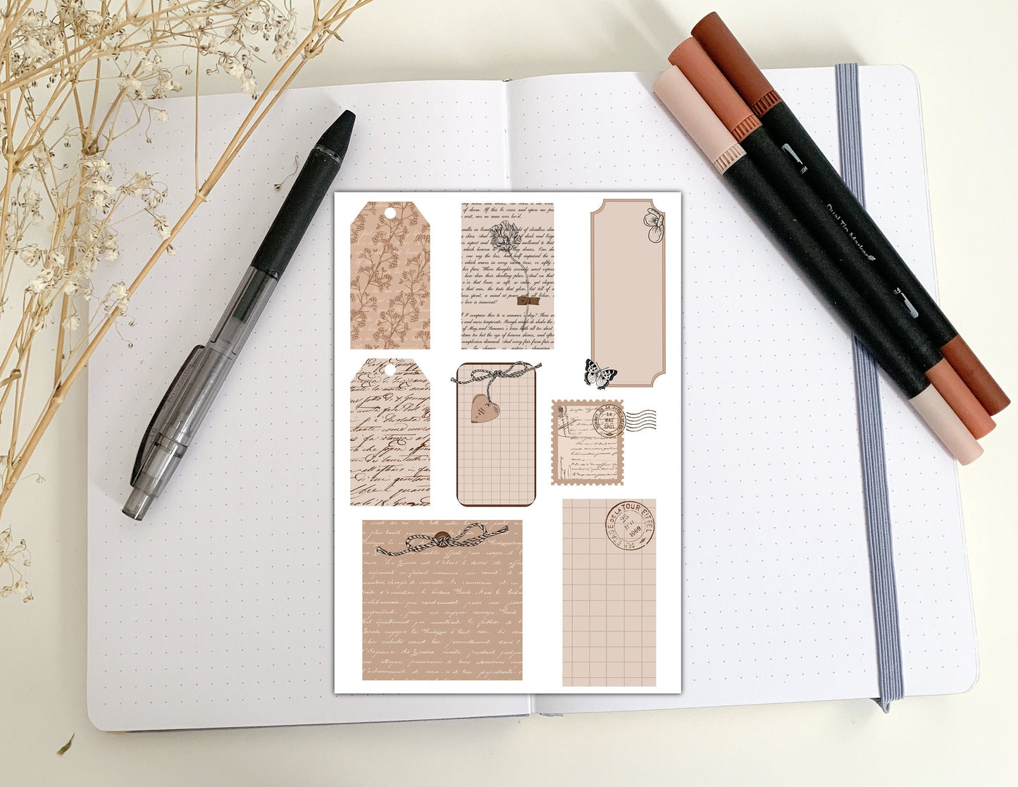 Vintage journal stickers kit