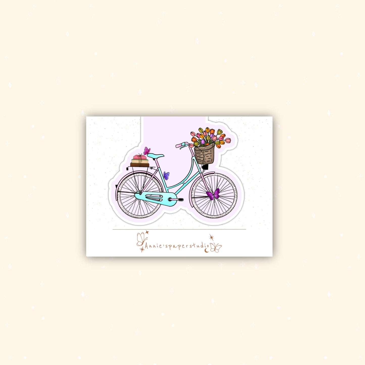 Aesthetic bike with flowers magnetic bookmark