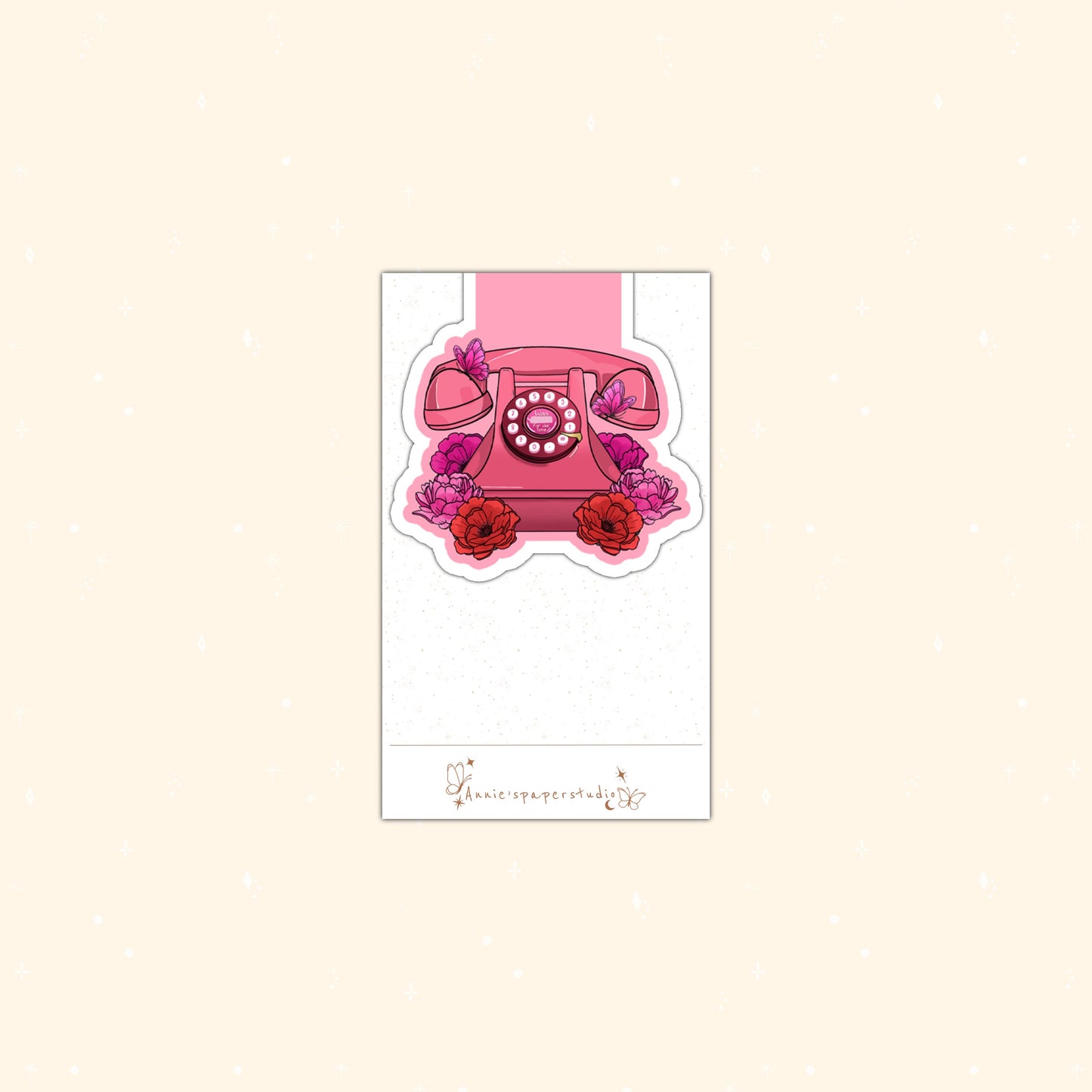 Aesthetic pink phone  magnetic bookmark