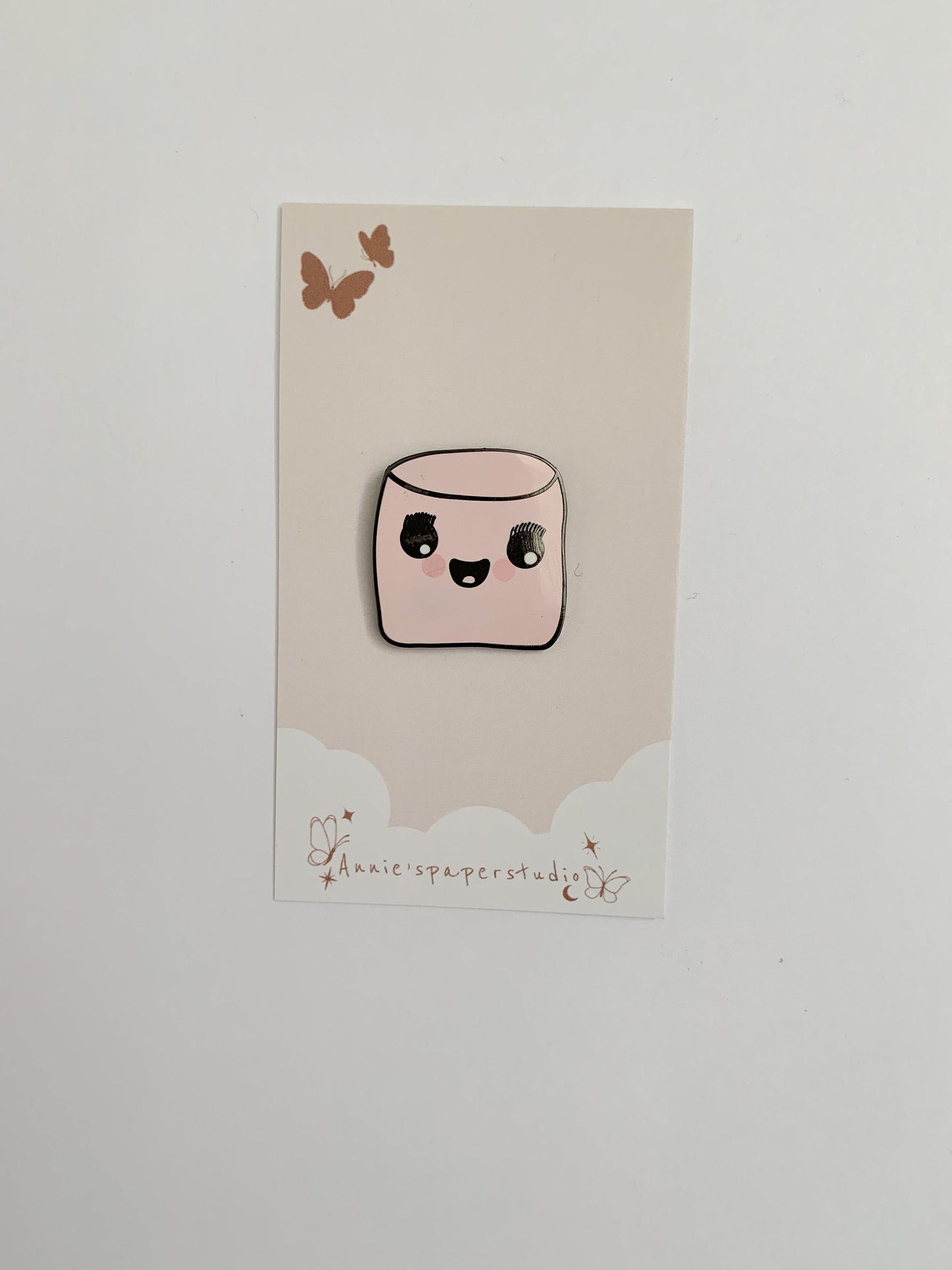 Pink marshmallow enamel pin