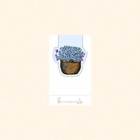 Aesthetic basket of flowers magnetic bookmark