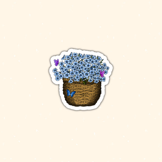 Aesthetic flower basket die-cut sticker