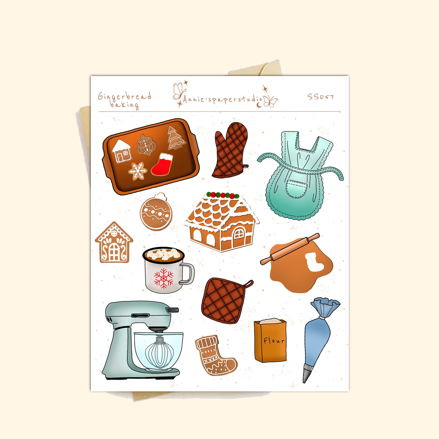 Gingerbread baking sticker sheet