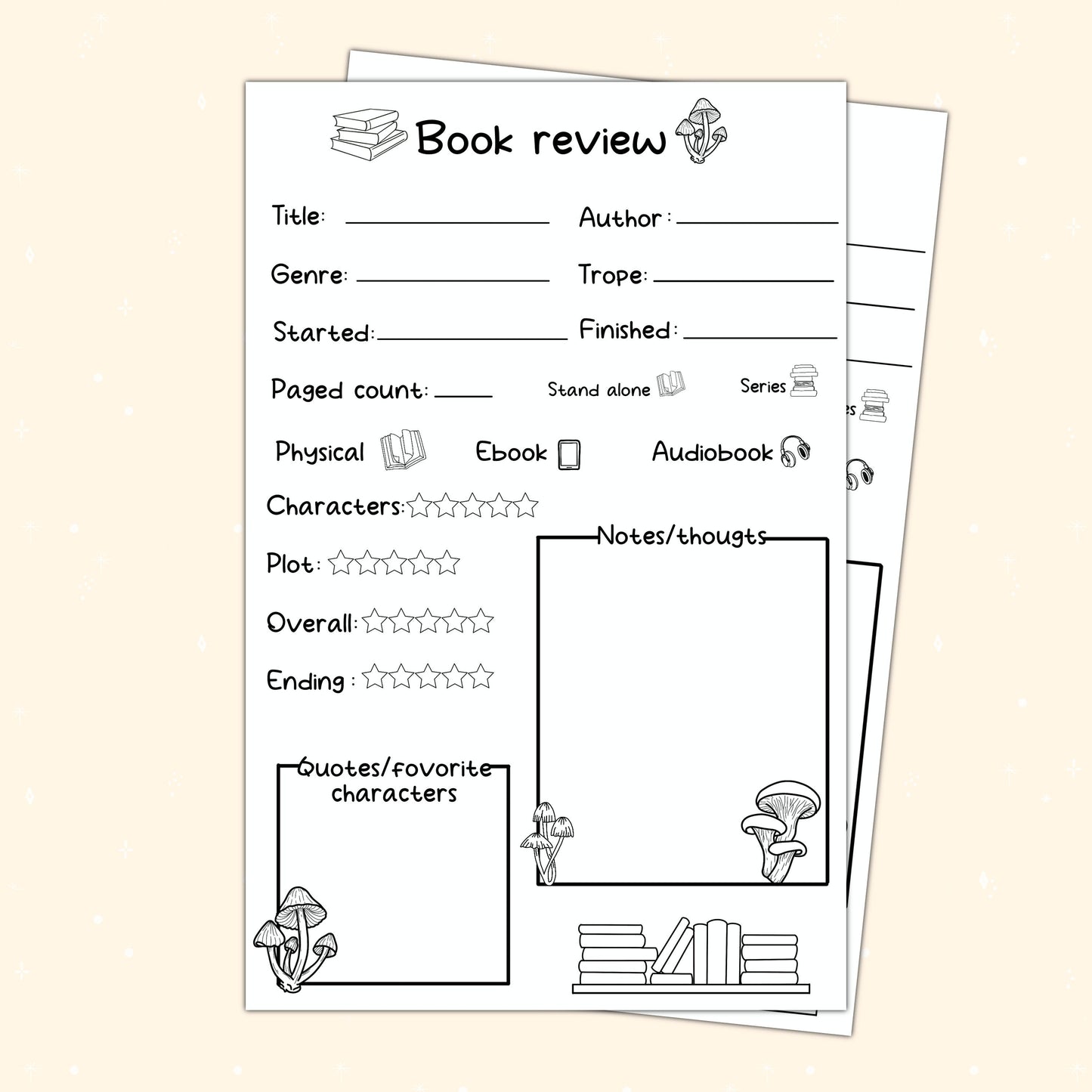 A5 book review notepad