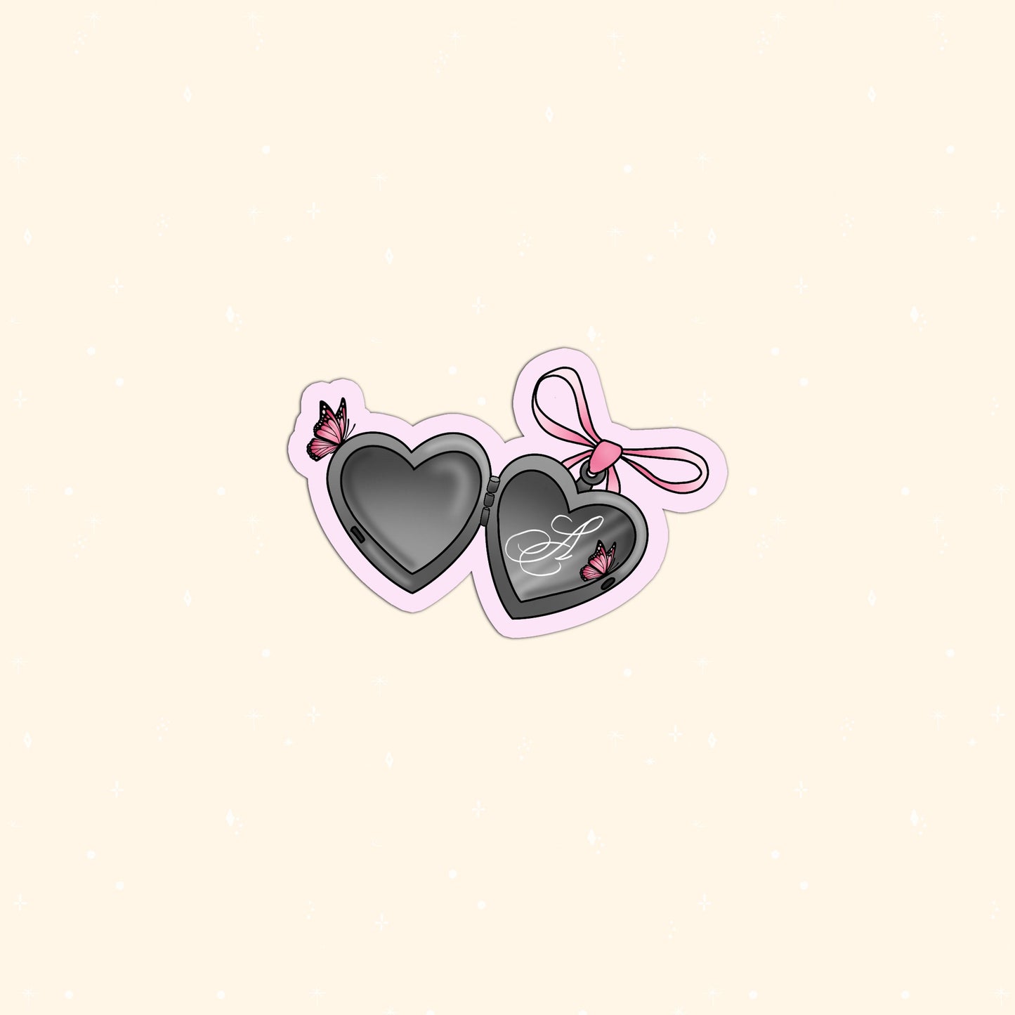 Heart locket die cut sticker