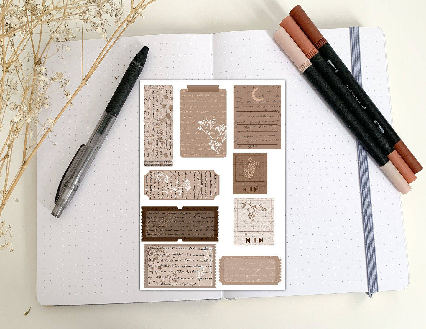 Vintage journal stickers kit