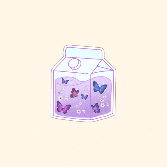 Aesthetic purple milk carton die-cut sticker