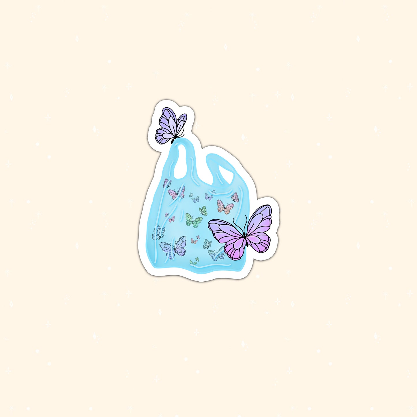 Bag with butterflies  die-cut sticker