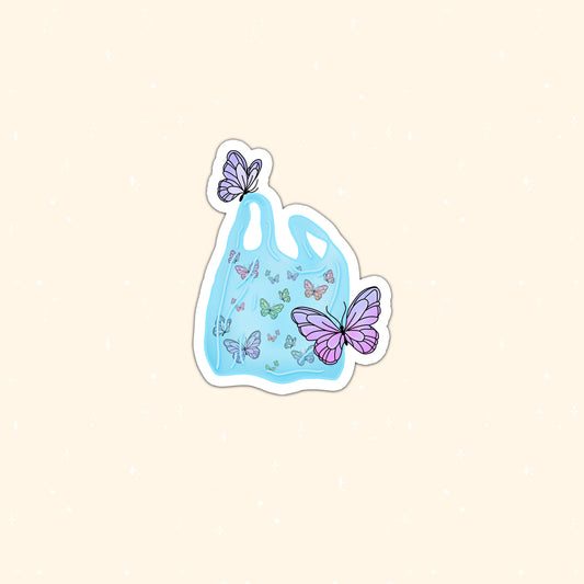 Bag with butterflies  die-cut sticker