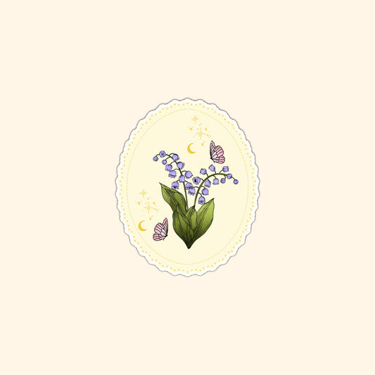 Lily of the valley frame die cut sticker