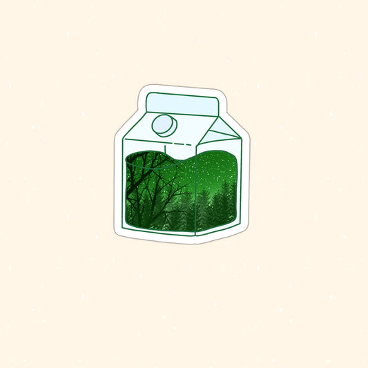 Forest milk die cut sticker